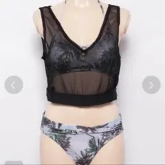 【新品・未着用】EMODA ビキニ 3点セット パームツリー柄 三愛水着