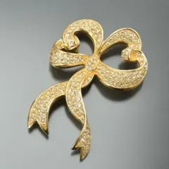 美品✨】クリスチャンディオール ブローチ ゴールド ラインストーン