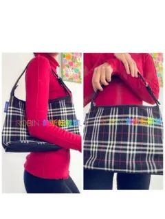 バーバリー　ブルーレーベル　ノバチェック　キャンバスバッグ　Y2K