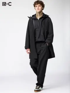 UNIQLO : C タックワイドテーパードパンツ ブラックS