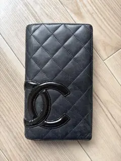 【正規品】CHANEL カンボンライン 長財布 ブラック×ピンク