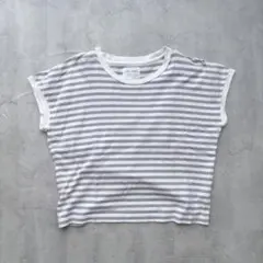 【FORK＆SPOON】ボートネックボーダーTシャツ 白×グレー フリーサイズのサムネイル