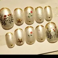 ジェルネイルチップ❦フラワーネイル❦春ネイル❦