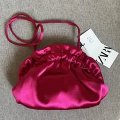 【新品・タグ付き】ZARA サテン ピンク パーティーバッグ　クラッチ