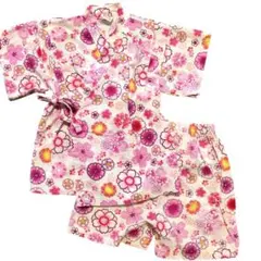 中古❤花柄甚平 95cm ピンク　夏祭り　花火大会　かわいい　甚平　浴衣