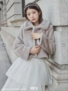 ステンカラーショートファーコートジャケット