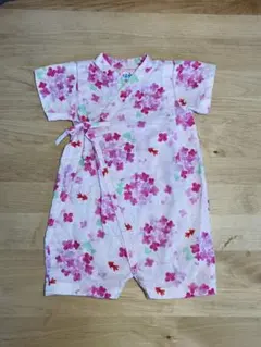 ミキハウス ベビー甚平ロンパース ピンク 紫陽花 金魚