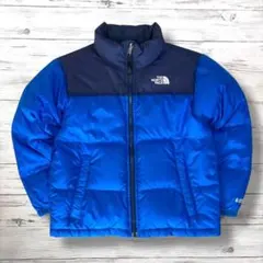 ザノースフェイス ダウン 刺繍ロゴ 青 ブルー キッズ120 1805