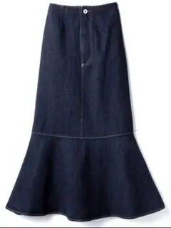 配色ステッチマーメイドデニムスカート[kz55