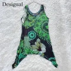 Desigual デシグアル チュニック タンクトップ L グリーン 花柄 派手のサムネイル