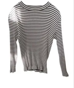 GLOBALWORK BEAUTEE リブハイネック 白黒ボーダー Lサイズ