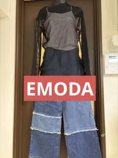 EMODA メッシュトップス ブラック 長袖 シアー 重ね着のサムネイル
