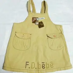 95 bebe ジャンパースカート　オーバースカート　ワンピース　アップリケ刺繍