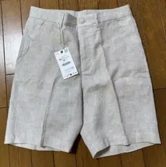 【新品未使用】ZARA／ザラ　麻100% メンズハーフパンツ　Mのサムネイル