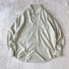 パパス 美品 コットンウールシャツ M くすみ黄緑
