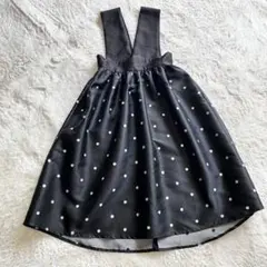 【美品】ELFRANK　ドット柄ワンピース　ジャンパースカート　フレア　ギャザー