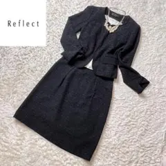 79. リフレクト ツイード ラメ ノーカラー セレモニースーツ ブラック 11