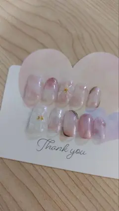 ピンク系グラデーションネイルチップ10個セット　ハンドメイド