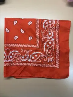 オレンジ ペイズリー柄 スカーフ