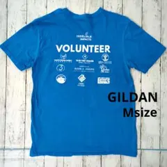 ​【US古着】GILDAN 企業ロゴ バックプリント M ターコイズブルー