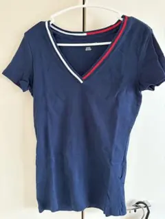 TOMMY HILFIGER ネイビー Vネック Tシャツ 半袖