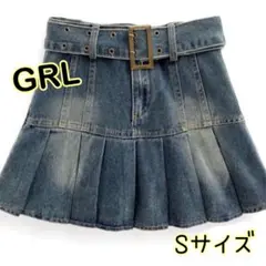 GRL インパン裏地付きベルト デニム プリーツスカート Sサイズ