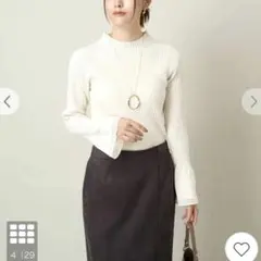 a.v.v 袖先シアー　フレアスリーブ　長袖　ニット　アイボリー