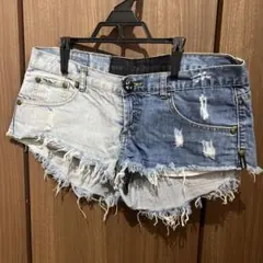 one teaspoon バイカラーデニムショートパンツ