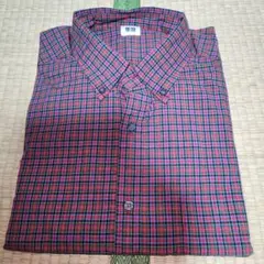 ユニクロ UNIQLO プレミアムコットンブロードチェックシャツ(長袖) XL