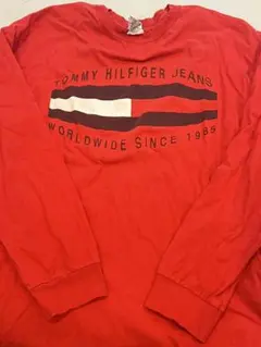 TOMMY HILFIGER 赤 長袖 Tシャツ L