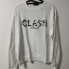CLASH 刺繍入り ホワイトスウェット 古着
