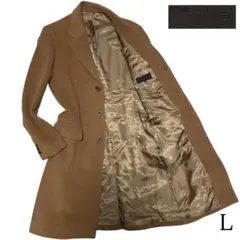 アンゴラ75%【コムサデモードメン】マキシ丈比翼チェスターコート キャメル L