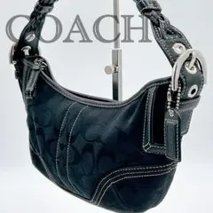 COACH コーチ ワンショルダーバッグ シグネチャー ブラック 異素材