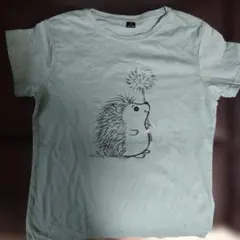 ハリネズミ プリント 半袖Tシャツ ライトグリーン Sのサムネイル