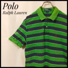 ポロ　ラルフローレン　半袖ポロ　ＰＯＬＯ　ボーダー　刺繍ロゴ　人気ブランド　緑色