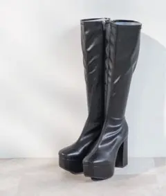 【Vivian】厚底プラットフォームストレッチロングブーツ sサイズ