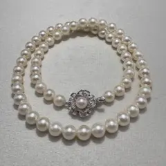 照り良好☆ あこやパール 本真珠 ネックレス 6.9㎜ Silver刻印 43㎝