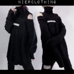 NIER CLOTHING ブラック ケーブルニットセーター