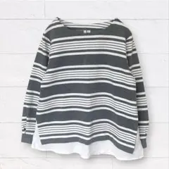 HK WORKS LONDON ボーダー M レディース 重ね着風 カットソー