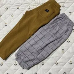 美品　フタフタ　暖パン　裏起毛長ズボン　グレー チェック柄 パンツ　110