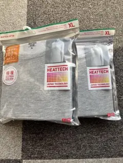 ユニクロ　極暖　ヒートテックコットン　クルーネック　グレー　XL 2枚セット
