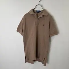 S00273｜ラルフローレン｜半袖｜ポロシャツ｜ブラウン｜刺繍｜90s｜80s