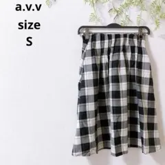 ♡a.v.v♡ギンガムチェック フレアスカート ウエストゴム 膝丈のサムネイル