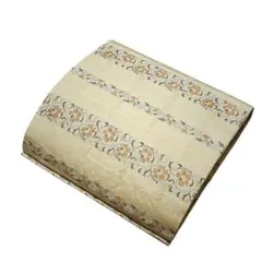 ユ92名古屋帯 唐柄花　薄黄色　正絹　美品　着物帯　仕立て上り