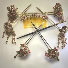 最上級　かんざしセット 金色コーラル 珊瑚 幸せ呼び込む珊瑚コーラル 簪