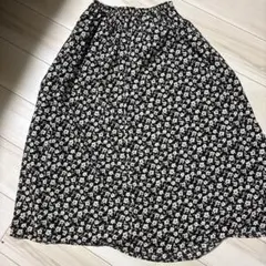 花柄フレアスカート 黒