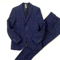 ZARA MAN ネイビー 格子柄 セットアップスーツ メンズ Mサイズ
