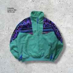 【蕎麦湯様】90s古着USA製コロンビアハーフジップフリースジャケットネイティブ