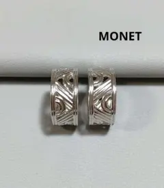 m02 MONET シルバー 幾何学模様 透かし　フープ　イヤリング