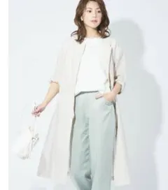 美品 アンディコール アウター スプリング シアーリネンミックスノーカラーコート